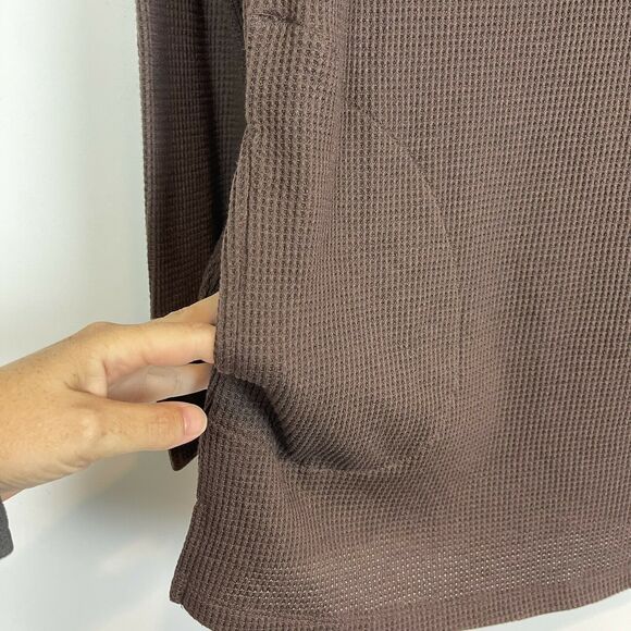 Quacker Factory V-Neck Tunic XXS Brown Long Sleeve Waffle KniT NWOT - Picture 4 of 5